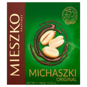 Mieszko Michaszki Original Cukierki z orzeszkami arachidowymi w czekoladzie 440 g