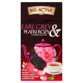 Big-Active Earl Grey & Płatki Róży Liściasta herbata czarna o smaku bergamotki z płatkami róży 80 g