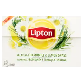 Lipton Relaksujący rumianek z trawą cytrynową Herbatka ziołowa 20 g (20 torebek)