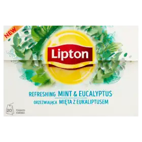 Lipton Orzeźwiająca mięta z eukaliptusem Herbatka ziołowa 26 g (20 torebek)