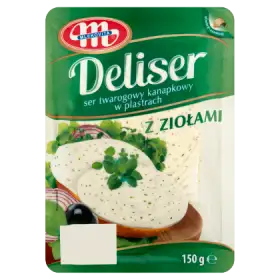 Mlekovita Deliser Ser twarogowy kanapkowy w plastrach z ziołami 150 g