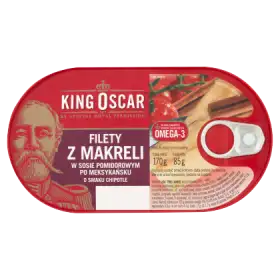 King Oscar Filety z makreli w sosie pomidorowym po meksykańsku o smaku chipotle 170 g