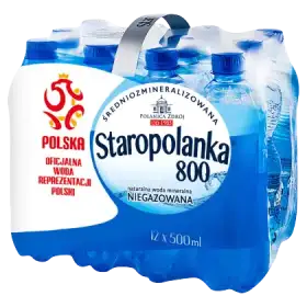Staropolanka 800 Naturalna woda mineralna średniozmineralizowana niegazowana 12 x 500 ml