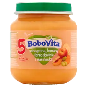 BoboVita Winogrona banany i brzoskwinie z marchewką po 5 miesiącu 125 g