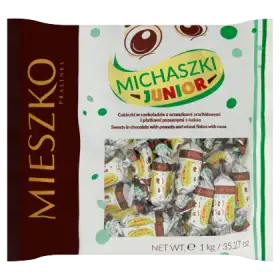 Mieszko Michaszki Junior Cukierki w czekoladzie z orzeszkami arachidowymi i płatkami kakaowymi 1 kg