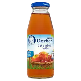 Gerber 100% Sok z jabłek i wiśni po 4 miesiącu 300 ml