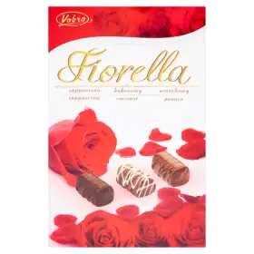 Vobro Fiorella Cukierki w czekoladzie o smaku cappuccino kokosowym i orzechowym 140 g