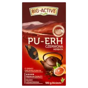 Big-Active Pu-Erh Herbata czerwona o smaku grejpfrutowym liściasta 100 g