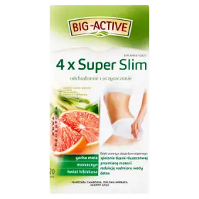 Big-Active 4 x Super Slim Herbatka ziołowo-owocowa Suplement diety (40 g (20 x 2 g)