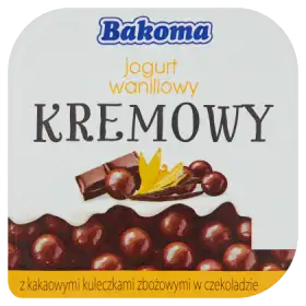 Bakoma Kremowy jogurt waniliowy z kakaowymi kuleczkami zbożowymi w czekoladzie 150 g