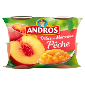 Andros Deser owocowy z brzoskwiń z kawałkami owoców 400 g (2 x 2 x 100 g)