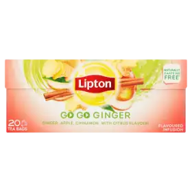 Lipton Go Go Ginger Herbatka imbir jabłko cynamon z nutą cytrusów 32 g (20 torebek)