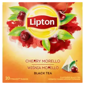 Lipton Herbata czarna aromatyzowana wiśnia Morello 34 g (20 torebek)