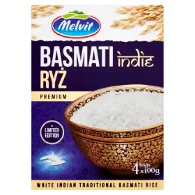 Melvit Premium Ryż Basmati Indie 400 g (4 x 100 g)