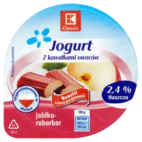 K-Classic Jogurt z kawałkami owoców jabłko-rabarbar 150 g