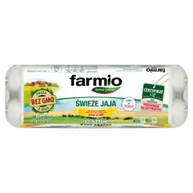 Farmio Jaja świeże od kur karmionych paszą z soją bez GMO M 12 sztuk