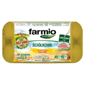 Farmio Jaja ściółkowe od kur karmionych paszą z soją bez GMO M 8 sztuk