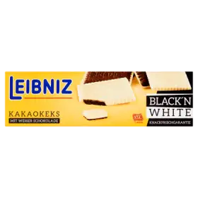 Leibniz Black 'N White Herbatniki kakaowe w białej czekoladzie 125 g
