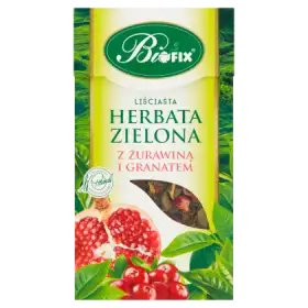 Bifix Herbata zielona liściasta z żurawiną i granatem 100 g