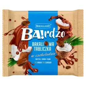 Bakalland Ba!rdzo Bakaliowa tabliczka w czekoladzie daktyle kokos kawa 65 g