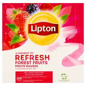 Lipton Herbata czarna aromatyzowana o smaku owoców leśnych 160 g (100 x 1,6 g)