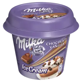Milka Lody czekoladowe i waniliowe z kawałkami czekolady mlecznej 185 ml