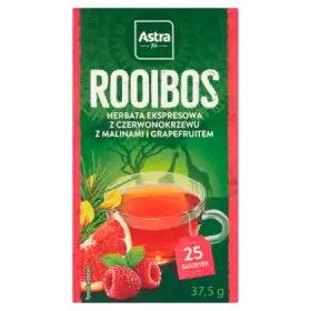 Astra Rooibos Herbata ekspresowa Rooibos z malinami i grapefruitem 37,5 g (25 x 1,5 g)