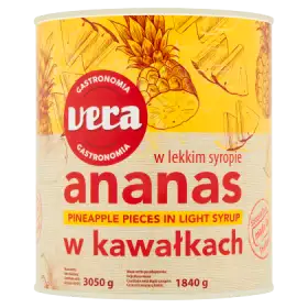 Vera Gastronomia Ananas w kawałkach w lekkim syropie 3050 g
